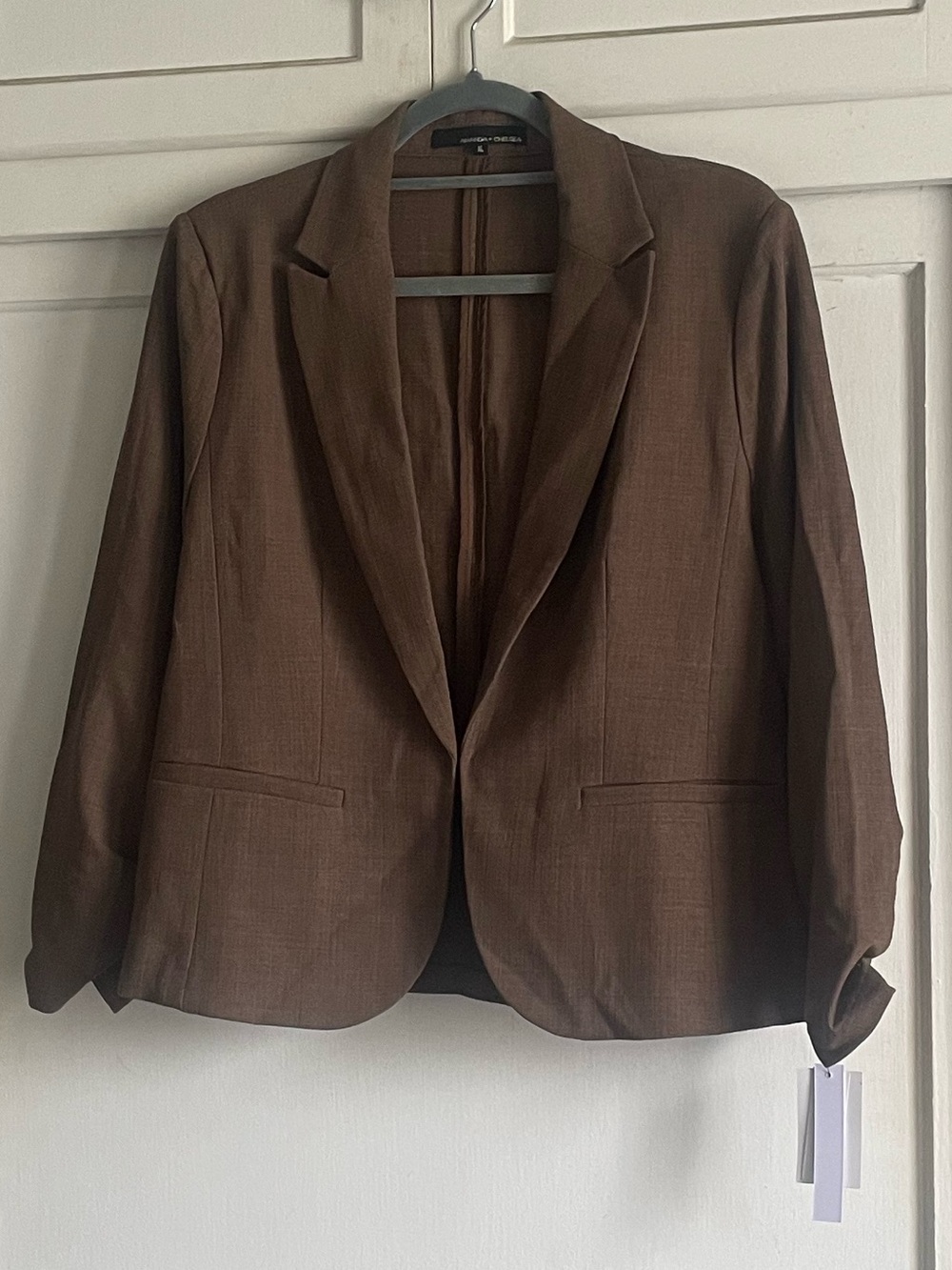 Amanda & Chelsea Women's Scrunch Sleeve Brown Blazer - NWT - Picture 2 of 8